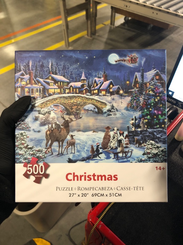 Photo 2 of Christmas Puzzle Eve 500 Pieces Jigsaw Puzzles for Adults,27" x20" Large Puzzle Winter Santa Claus Decoration for Family Party Holiday-Each Piece is Unique