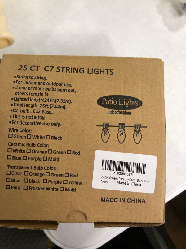 Photo 3 of 25Ft Halloween Dark Purple String Lights, C7 Black Purple Vintage String Lights with 27 Dark Purple Incandescent Bulbs, Outdoor Christmas String Lights for Patio, Halloween Party Decor, Black Wire