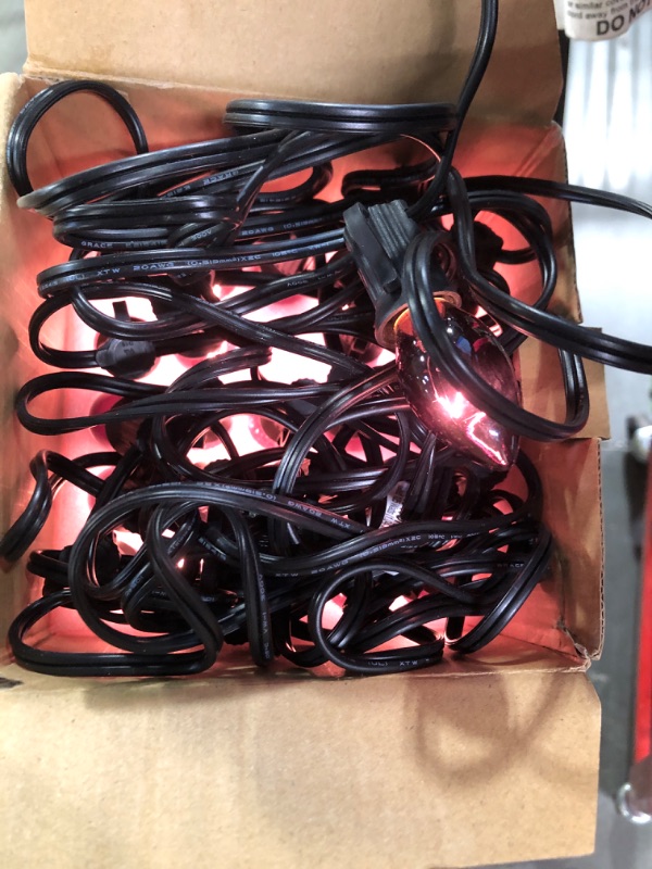 Photo 2 of 25Ft Halloween Dark Purple String Lights, C7 Black Purple Vintage String Lights with 27 Dark Purple Incandescent Bulbs, Outdoor Christmas String Lights for Patio, Halloween Party Decor, Black Wire