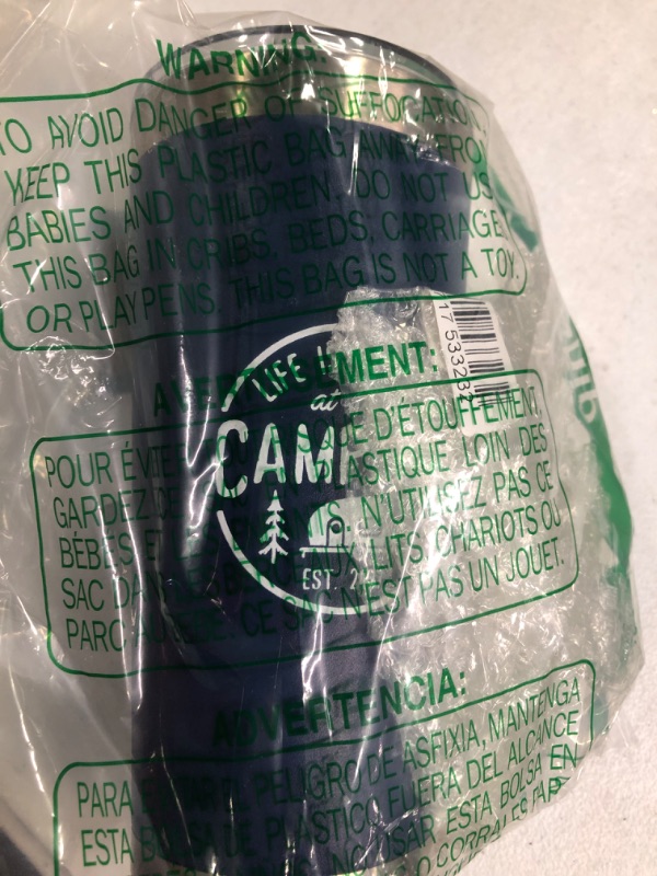 Photo 1 of Camco Life is Better at The Campsite Stainless Steel 20 oz. Tumbler with Double Wall Insulation | Great For Hot and Cold Drinks | Navy (53323)