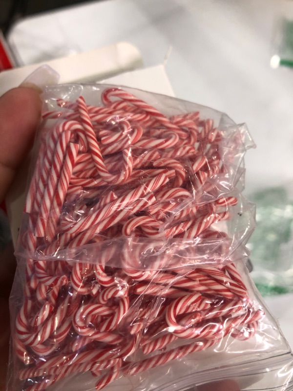 Photo 2 of 120 Pcs Christmas Candy Cane Decorations Fake Candy DIY Craft Supplies Peppermint Ornaments for Christmas DIY Garden Accessories Christmas Phone Case Making(Red and White, Candy Cane) Candy Cane 1.18 x 0.47 Inch