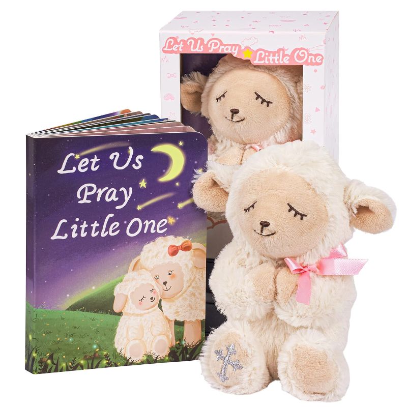 Photo 1 of Baptism Gifts for Girl, Great Christening, Dedication and Baptism Gift Set for Girl and Newborn Baby, Includes 7" Praying Lamb Plush Toy and Let Us Pray Baby Book in Keepsake Gift Box