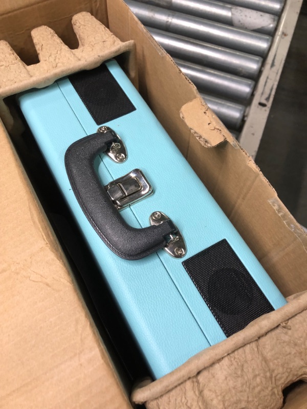 Photo 1 of ByronStatics Vinyl Record Player, 3 Speed Turntable Bluetooth Record Player with Built in Stereo Speakers, Replacement Needle, RCA Line Out, AUX in, Portable Vintage Suitcase - Teal