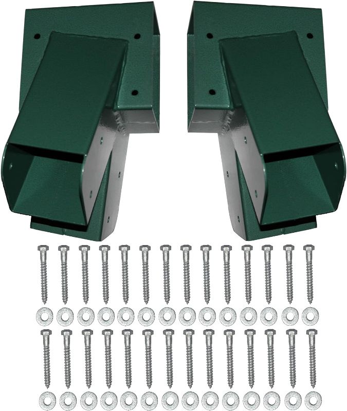 Photo 1 of 2 Pack Swing Set Brackets – Premium, Heavy Duty, Steel A-Frame Bracket w/ Hardware - Includes Wood Screws & Washers