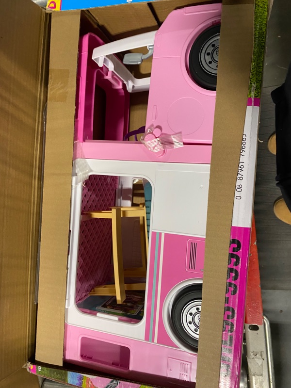 Photo 3 of Barbie Camper 3-in-1 DreamCamper Toy Playset Transforming Camper with Pool, Truck and Boat 60 Barbie Accessories Kids Toys and Gifts 3 in 1 Camper