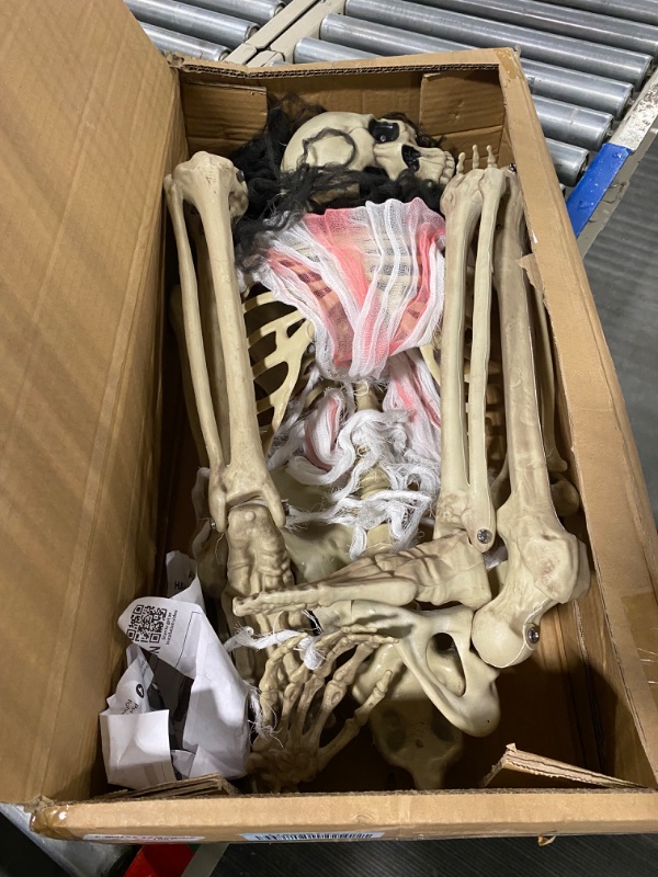 Photo 3 of  Halloween Skeleton - Life Size Skeleton Full Body Realistic Human Bones with Posable Joints for Halloween Pose Skeleton Prop Decoration