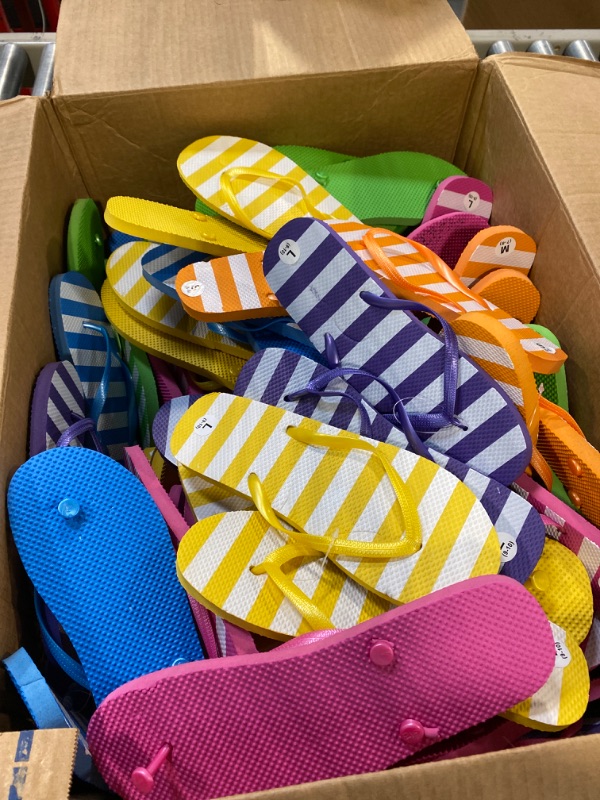 Photo 1 of 48 Pairs Flip Flops, Includes Sign Bulk Wedding Reception Favor, Beach Pool Party Soft Sole Wholesale Case