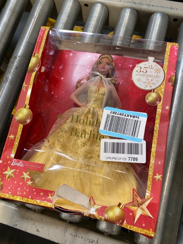 Photo 2 of Barbie 2023 Holiday Barbie Doll, Seasonal Collector Gift, Barbie Signature, Golden Gown and Displayable Packaging, Light Brown Hair