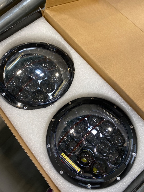 Photo 3 of Jeep wrangler headlight, 7 Inch Led Headlights for Jeep Wrangler JK/TJ/LJ 1997-2020, 150W DOT Approved 500% Brighter Round LED Headlight with DRL, H4 H13 Adapter 2PCS (Black)