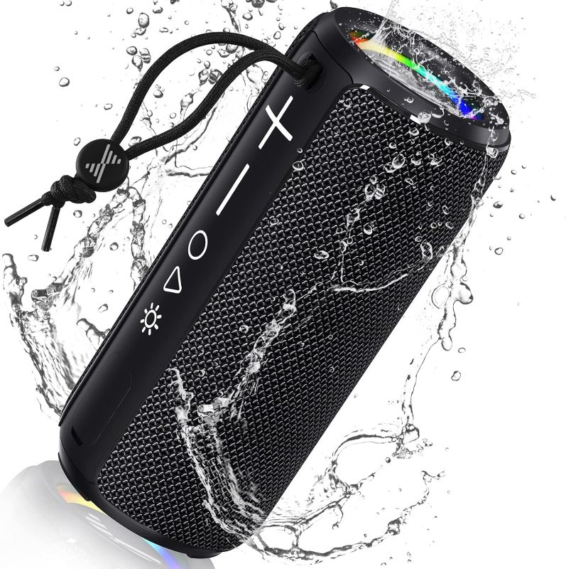 Photo 1 of LENRUE F21 Wireless Bluetooth Speaker, Portable Bluetooth Speaker, Outdoor Waterproof Speakers with Light,HiFi Stereo Sound, 24H Playtime,Gift for Men and Woman to Enjoy Music (Black)
