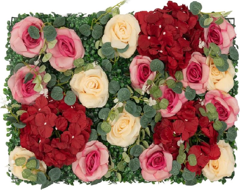 Photo 1 of 6Pcs Artificial Flower Wall Panels, for Party, Home, Background Decor, Red&Pink
