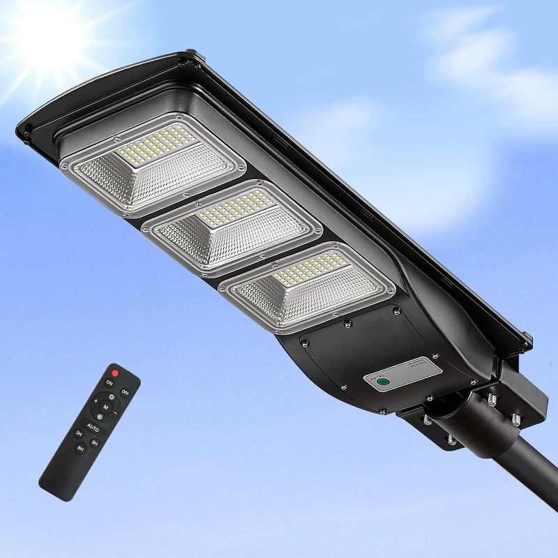 Photo 1 of  700W Solar LED Street Light, 60000LM Solar Flood Lights Outdoor with Motion Sensor and Dusk to Dawn for Parking Lot, IP65 Waterproof, Wall or Pole Mount, ST60-039
