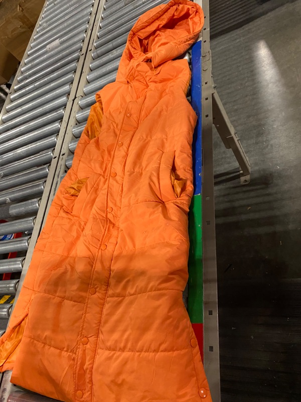 Photo 1 of Long orange puffer vest with hood