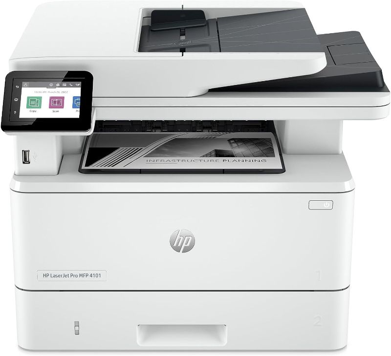 Photo 1 of HP LaserJet Pro MFP 4101fdw Wireless Black & White Printer with Fax, Works with Alexa
