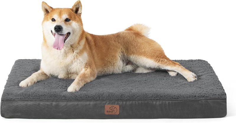 Photo 1 of Bedsure Large Dog Bed for Large Dogs - Big Orthopedic Dog Beds with Removable Washable Cover, Egg Crate Foam Pet Bed Mat, Suitable for Dogs Up to 65lbs, Dark Grey