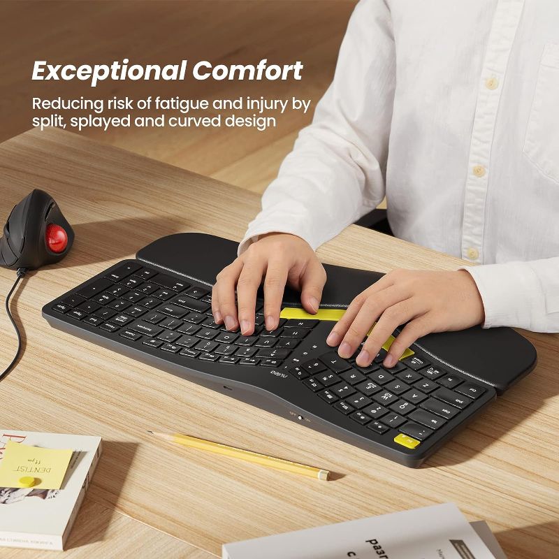 Photo 1 of Nulea Wireless Ergonomic Keyboard, Split Keyboard with Wrist Rest, USB-C Charging, 7-Color Backlight, Natural Typing, Bluetooth and USB Connectivity, Compatible with Windows/Mac