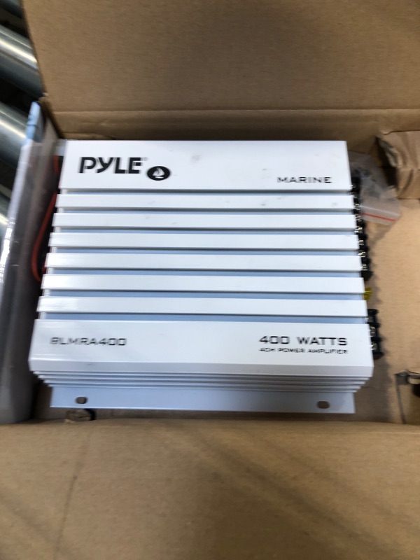 Photo 4 of Pyle Hydra Marine Amplifier Upgraded Elite Series 400 Watt 4 Channel Audio Amplifier & 6.5 Inch Dual Marine Speakers - 2 Way Waterproof and Weather Resistant Outdoor Audio Stereo Sound System