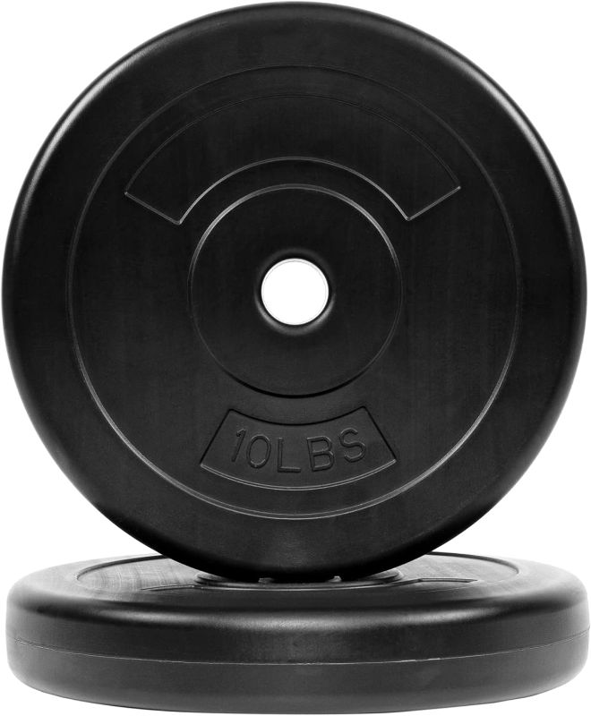 Photo 1 of BalanceFrom Vinyl Standard 1-Inch Plate Weight Plate for Strength Training, Weightlifting and Crossfit, Pair or Set with Barbell A. 10-Pound Pair