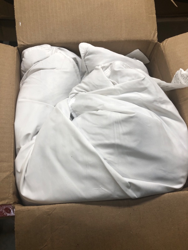 Photo 3 of JA COMFORTS Premium Goose Down Feather Comforter with 8 Corner Tabs-King Size,600 TC, 100% Cotton Cover, Down and Feather Filling, 500+ Fill Power,All Season Duvet Insert King White/All Season