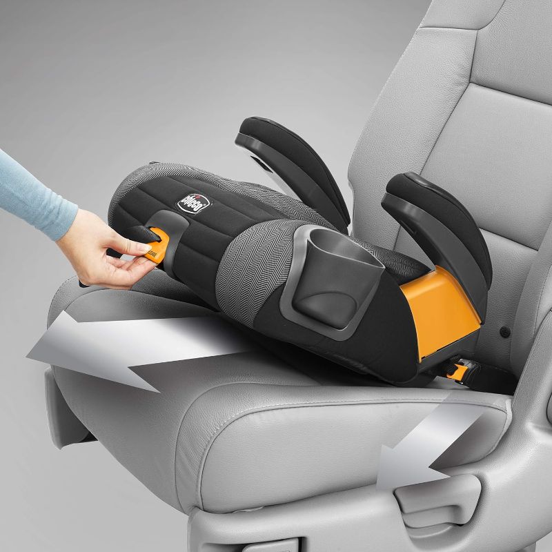Photo 1 of Chicco GoFit Plus Backless Booster Car Seat with LATCH Attachment and Quick-Release LATCH Removal, Portable Travel Booster Seat for children 40-110 lbs. | Iron/Black