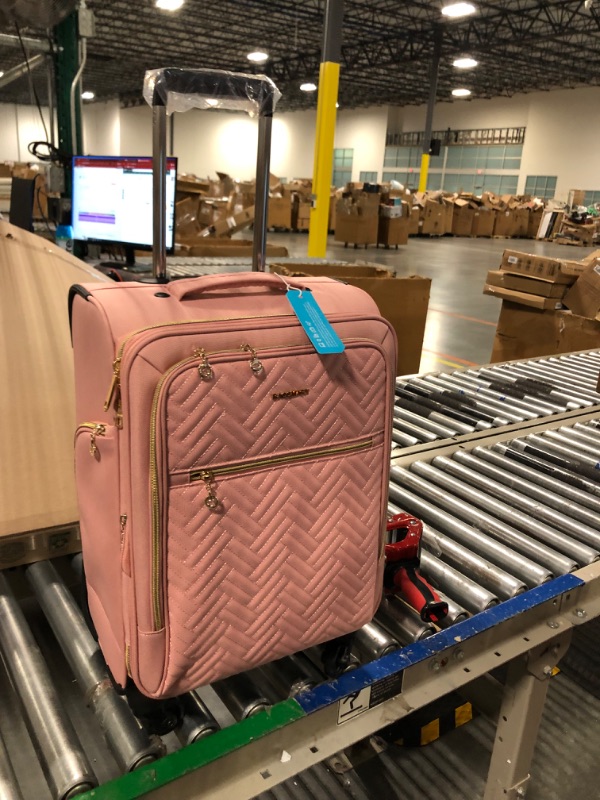 Photo 1 of BAGSMART Carry On Luggage 20 Inch, Expandable Suitcase, 2 Piece Luggage Sets Luggage Airline Approved Rolling Softside Lightweight Suitcases with Front Pocket for Women Men, Carry-On Pink