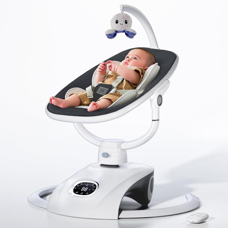 Photo 1 of 4moms MamaRoo Multi-Motion Baby Swing, Bluetooth Baby Swing with 5 Unique Motions, Grey