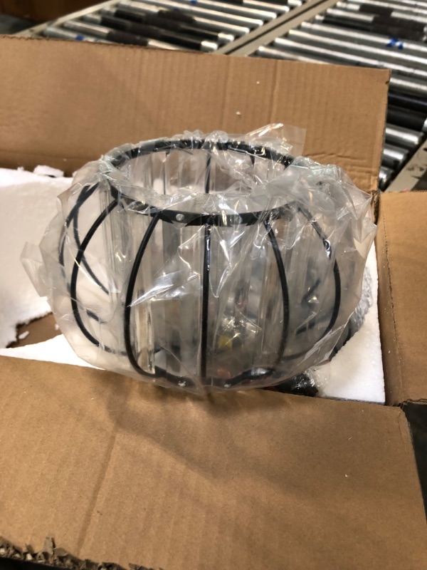 Photo 1 of YYJLX 2 Pack Semi Flush Mount Ceiling Light Fixture Modern Small Crystal Chandelier Mini Indoor Ceiling Lamp for Bathroom Hallway Foyer Porch Hall Closet?Black?