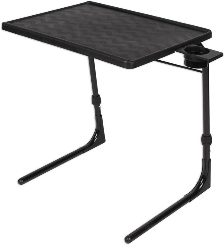 Photo 1 of Table-Mate II Plus TV Tray Table - Folding Couch Trays for Eating, Portable Bed Dinner Adjustable TV Table with 3 Angles, Cup Holder, Black