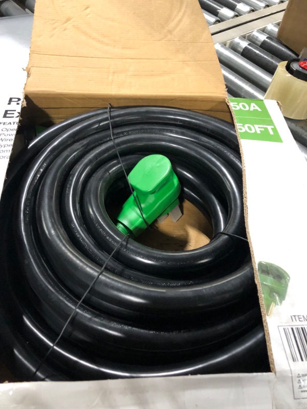 Photo 1 of RVMATE 50 Amp 50 Feet RV Lockable Power Extension Cord, Easy Plug in Handle, 14-50P to SS 2-50R with LED Indicator, ETL Listed 50FT LOCK 50A