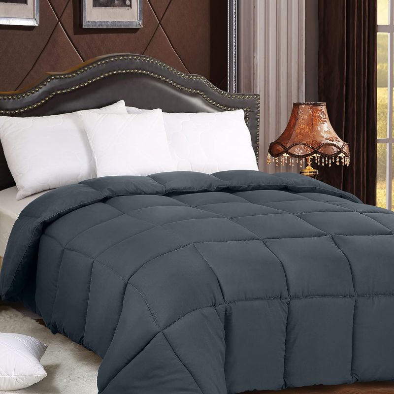 Photo 1 of ABENE Bedding All Season 250 GSM Comforter - Soft Down Alternative Comforter - Plush Siliconized Fiberfill Duvet Insert - Box Stitched (QUEEN /Cal QUEEN , Gray)