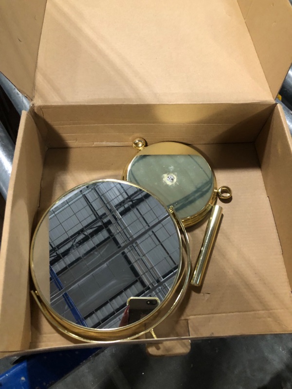 Photo 3 of Allied Brass TR-4/3X Tribecca Collection 8 Inch Vanity Top 3X Magnification Make-Up Mirror, Polished Brass