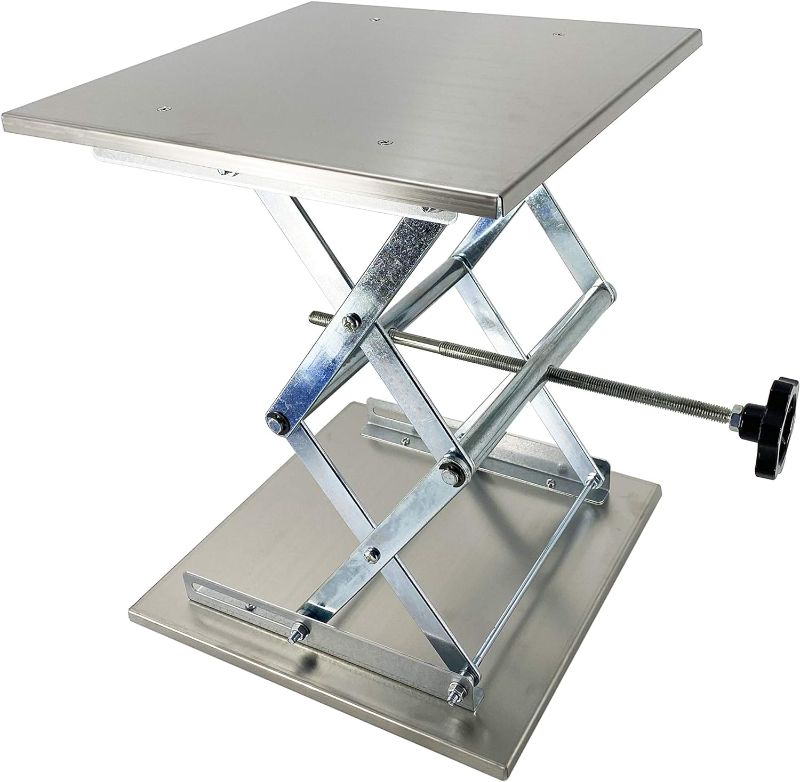 Photo 1 of 12"X12",Stainless Steel Lab Jack Scissor Stand Platform,Lab Lift Stand Table, Scientific Scissor Lifting Jack Platform,Expandable Lift Height Range 80mm-326mm,Maximum Support Weight 50kg