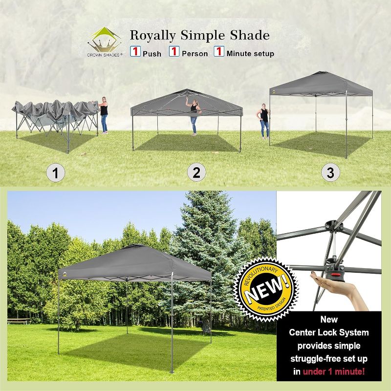 Photo 1 of ABCCANOPY Outdoor Pop Up Canopy10x10 Beach Camping Canopy with 1 Sun Wall, Bonus Backpack Bag, Stakes and Ropes, SILVER 