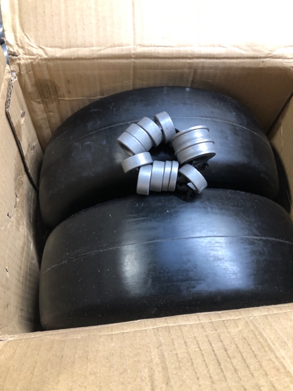 Photo 4 of 13x5.00-6 Flat Free Tire and Wheel by PANDEELS 13x5x6 Tire for Lawn Mower Tire with Grease Fitting, 3.15" Centered Hub, 3/4" or 5/8" Bushing with 18 Adapter Kits, Pack of 2