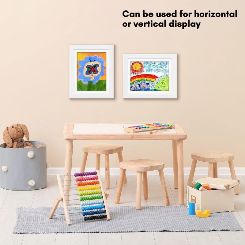 Photo 1 of Americanflat Front Loading Kids Art Frame in White - 8.5x11 Picture Frame with Mat and 10x12.5 Without Mat - Artwork Frames Changeable Display - Frames for Artwork Holds 100 Pieces