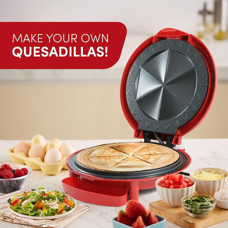 Photo 1 of Elite Gourmet EQD-118# Non-Stick Electric, Mexican Taco Tuesday Quesadilla Maker, Easy-Slice 6-Wedge, Grilled Cheese (Red)