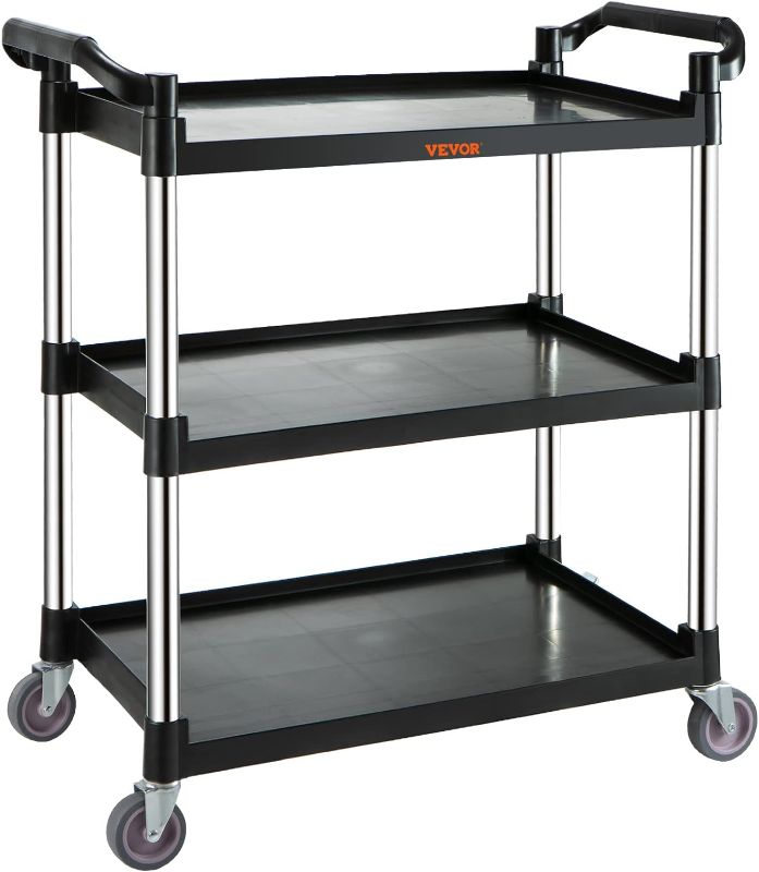 Photo 1 of  Utility Service Cart, 3 Shelf Heavy Duty 154LBS Food Service Cart, Rolling Utility Cart with Lockable Wheels