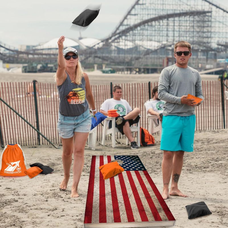 Photo 1 of Classic Cornhole Set, Cornhole Toss Game Set,Corn Holes Outdoor Game Set,2x4 Ft Regulation Size Wood Premium Cornhole Set,American Flag Cornhole Boards…
