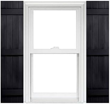 Photo 1 of 4 Board and Batten Joined Vinyl Shutters (1 Pair) 14-1/2in. x 55in. - 050 Black