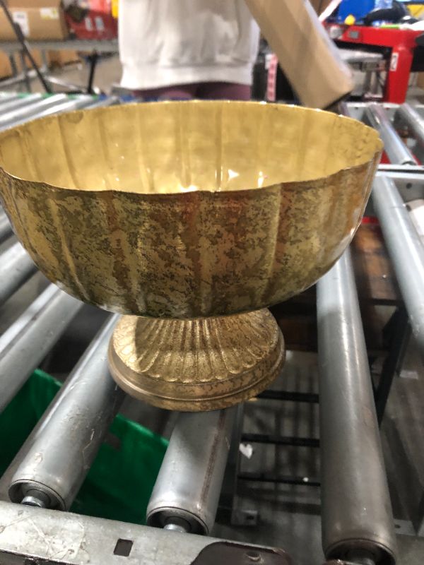 Photo 1 of Accent Decor Distressed Gold Metal Compote Bowl | Gold Compote Vase l Lita Metal Vase l Indoor and Outdoor Compote for Any Event 7.75"x 5.75" Gold Compote