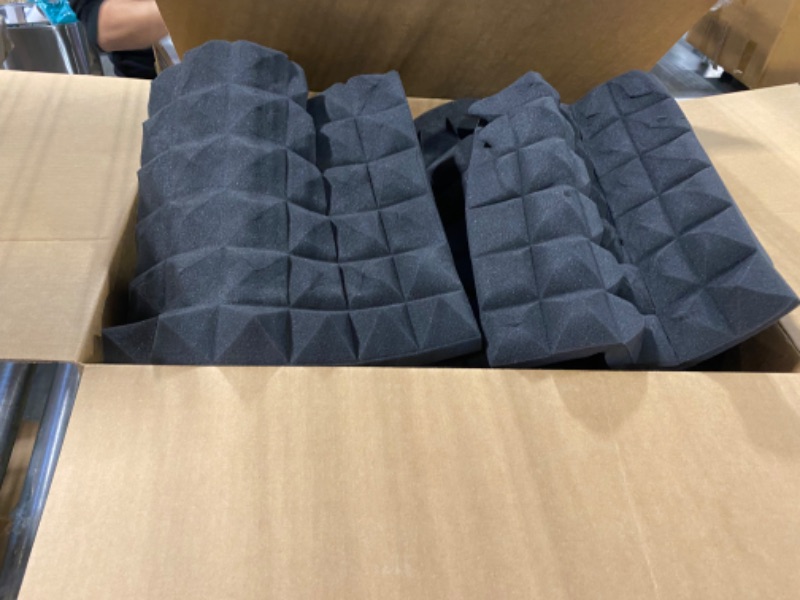 Photo 3 of 24 Pack-12 x 12 x 2 Inches Pyramid Designed Acoustic Foam Panels, Sound Proof Foam Panels Black, High Density and Fire Resistant Acoustic Panels, Sound Panels, Studio Foam for Wall and Ceiling 12 x 12 x 2 Inches 24 Pack - Black Pyramid