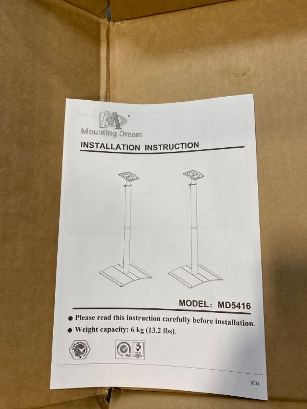 Photo 3 of Mounting Dream Speaker Stands for Sonos Era 300, Height Adjustable Up to 49.3", Set of 2 Surround Sound Speaker Stand with Cable Management for Sonos Era 300 Wireless Speaker,13.2 LBS Loading MD5416
