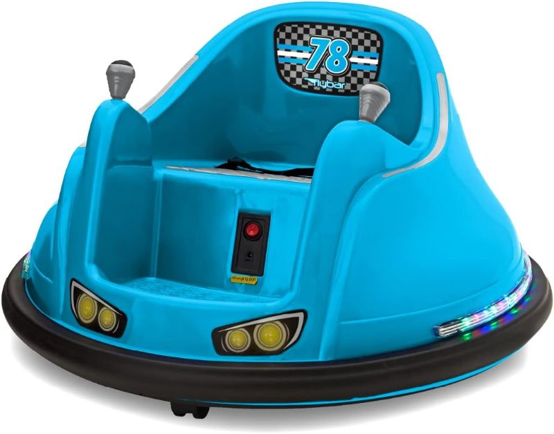 Photo 1 of Flybar Electric Ride On Bumper Car Vehicle for Kids and Toddlers, Baby Bumper Car for Kids Ages 1.5-4 Years, LED Lights, 360 Degree Spin, Supports up to 66 pounds 6v Blue/Green