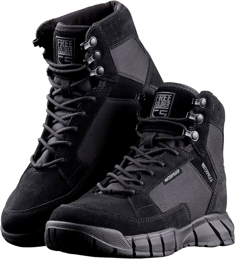 Photo 1 of FREE SOLDIER Waterproof Hiking Work Boots Men's Tactical Boots 6 Inches Lightweight Military Boots Breathable Desert Boots