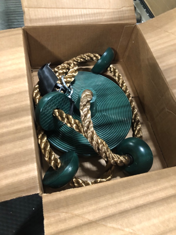 Photo 1 of Climbing Rope with Platforms and Disc Swing Seat Set Playground Accessories Including Bonus Hanging Strap & Carabiner