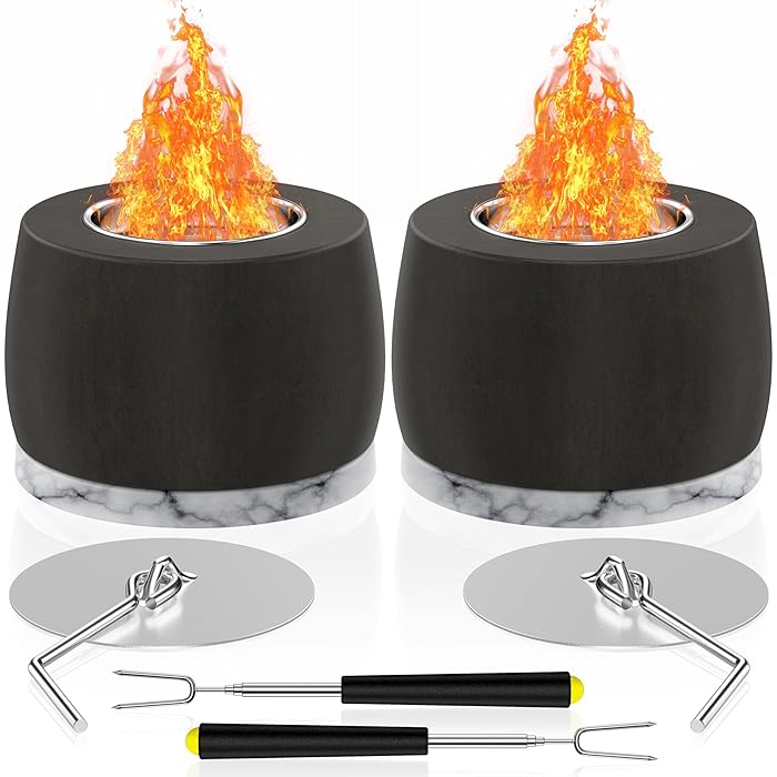 Photo 1 of 2 Pack Tabletop Fire Pit, Smoke-Free Indoor/Outdoor Portable Ethanol Fire Pit with 2 Retractable Marshmallow Roasting Forks and Fire Extinguisher, Table Top Firepit, for Indoor Outdoor Patio Decor