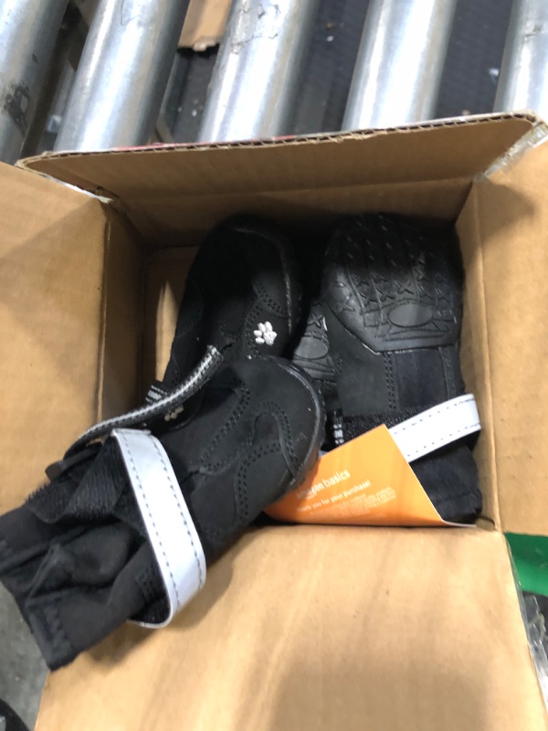 Photo 1 of QUMY Dog Boots Paw Protectors for Large Dog Shoes with Reflective Strips Rugged Anti-Slip Sole Black 4PCS (Size 6: 2.6''x3.0''(W*L) for 52-65 lbs, Black) Black Size 6: 2.6''x3.0''(W*L) (Pack of 4)
