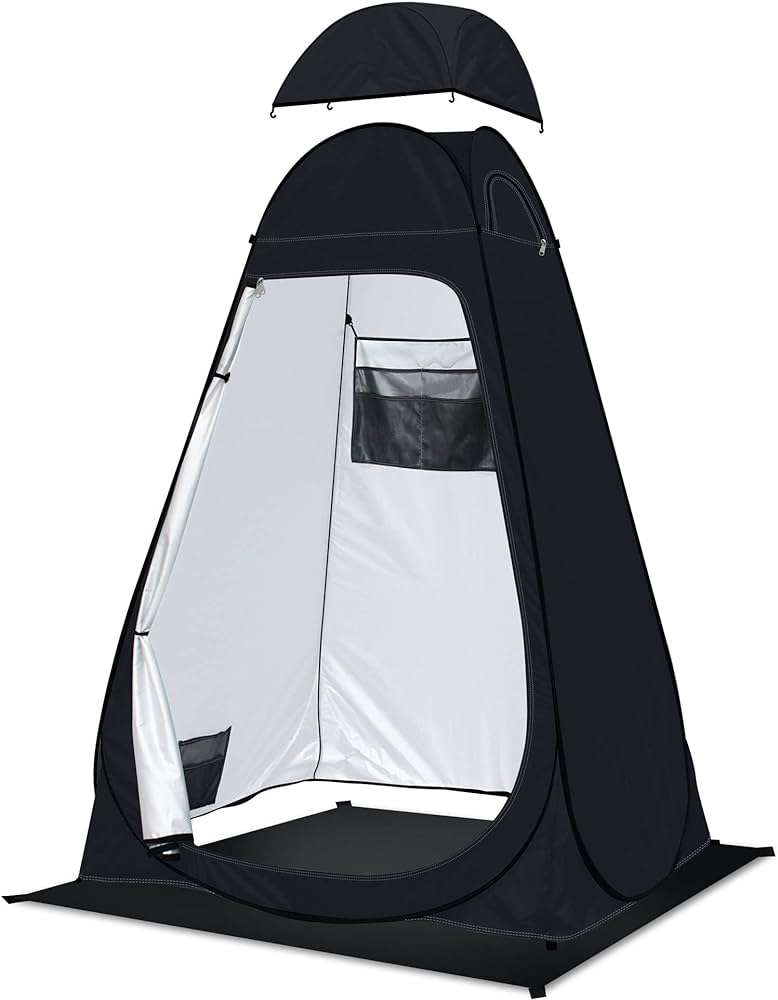 Photo 1 of anngrowy Shower Tent Pop-Up Privacy Tent Camping Portable Toilet Tent Outdoor Camp Bathroom Changing Dressing Room Instant Privacy Shelters for Hiking Beach Picnic Fishing Potty, Extra-Tall, UPF 50+
