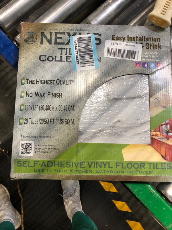 Photo 2 of Nexus Self Adhesive 12-Inch Vinyl Floor Tiles, 20 Tiles & Roberts 2057-0 Adheres Vinyl-Composition and Vinyl-Asphalt Structurally Sound Plywood of Underlayment Quality Tile Adhesive, 1 Quart Bianco Marble Marble look + Adhesive