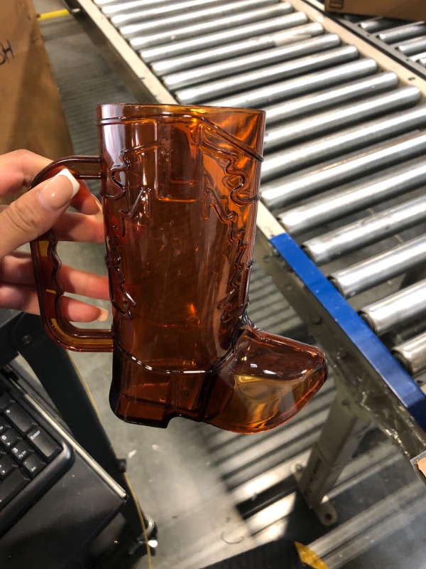 Photo 2 of 12 Pieces Cowgirl Cowboy Boot Mugs 16 oz Plastic Large Cowgirl Boot Shot Glasses Pink Drink Cups Mug with Handle for Western Theme Bachelorette Party Birthday Supplies (Brown) Brown 12